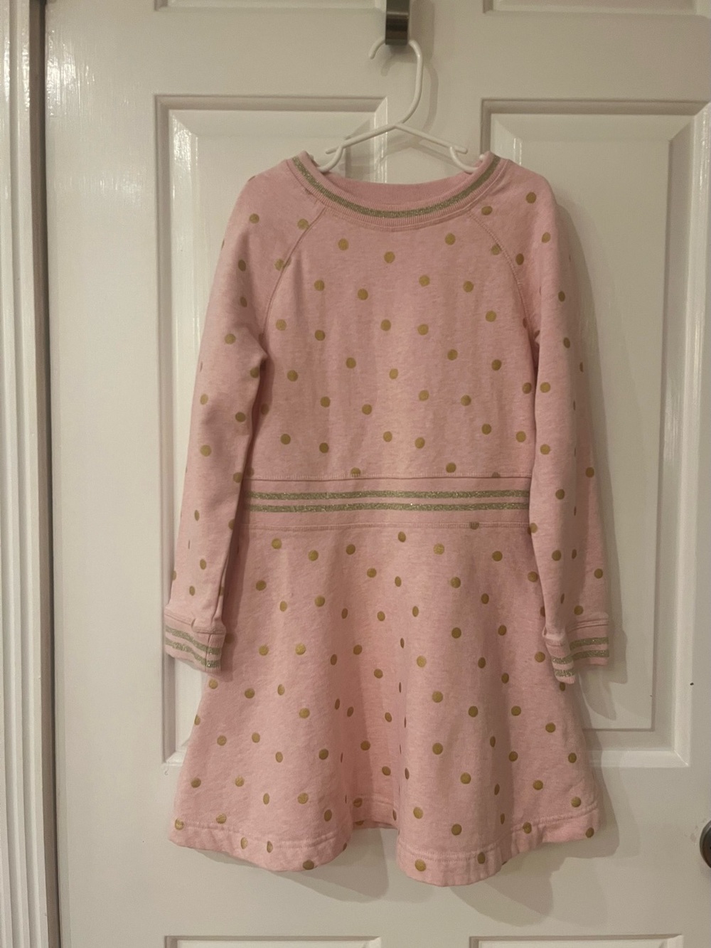 Mini Boden Pink Dress with Gold Polka Dots